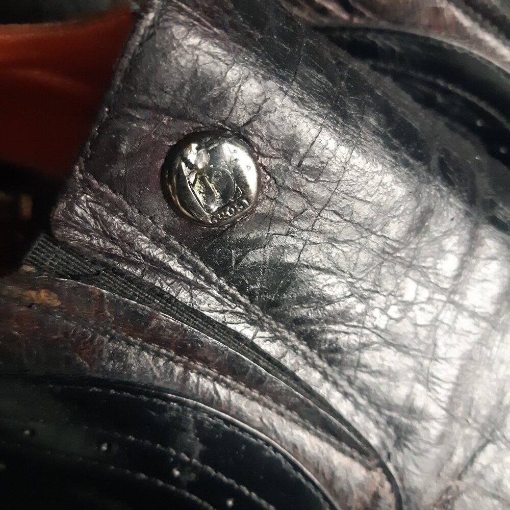 Jo Ghost Black Leather Vintage Loafers SZ 42 Long Square End Toe Made In Italy - Picture 14 of 14